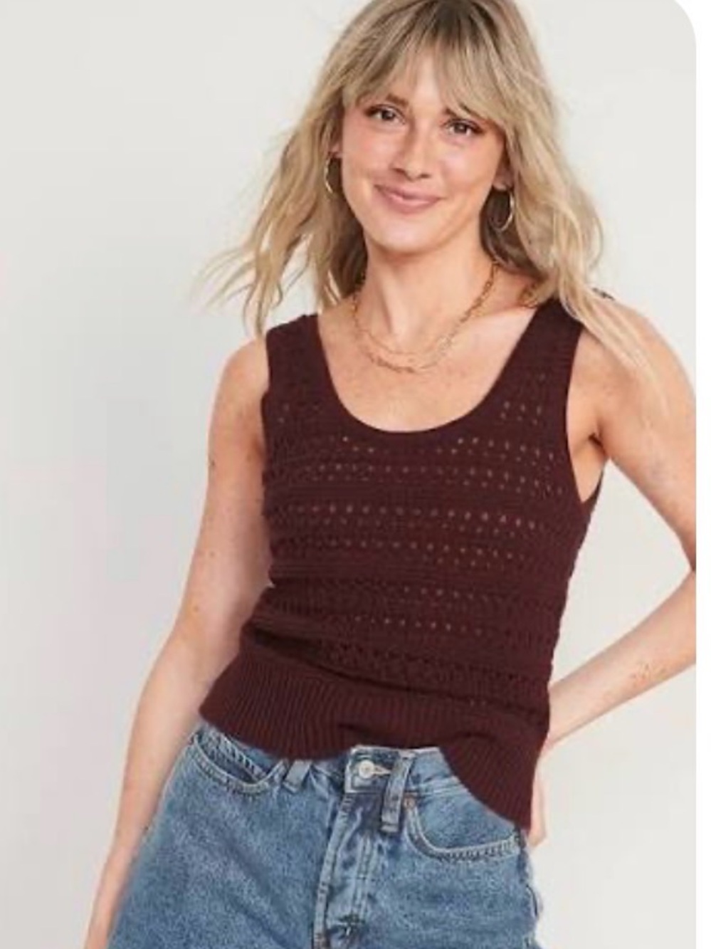 Old Navy Brown ๐ซCropped Open Knit Sweater Tank Top